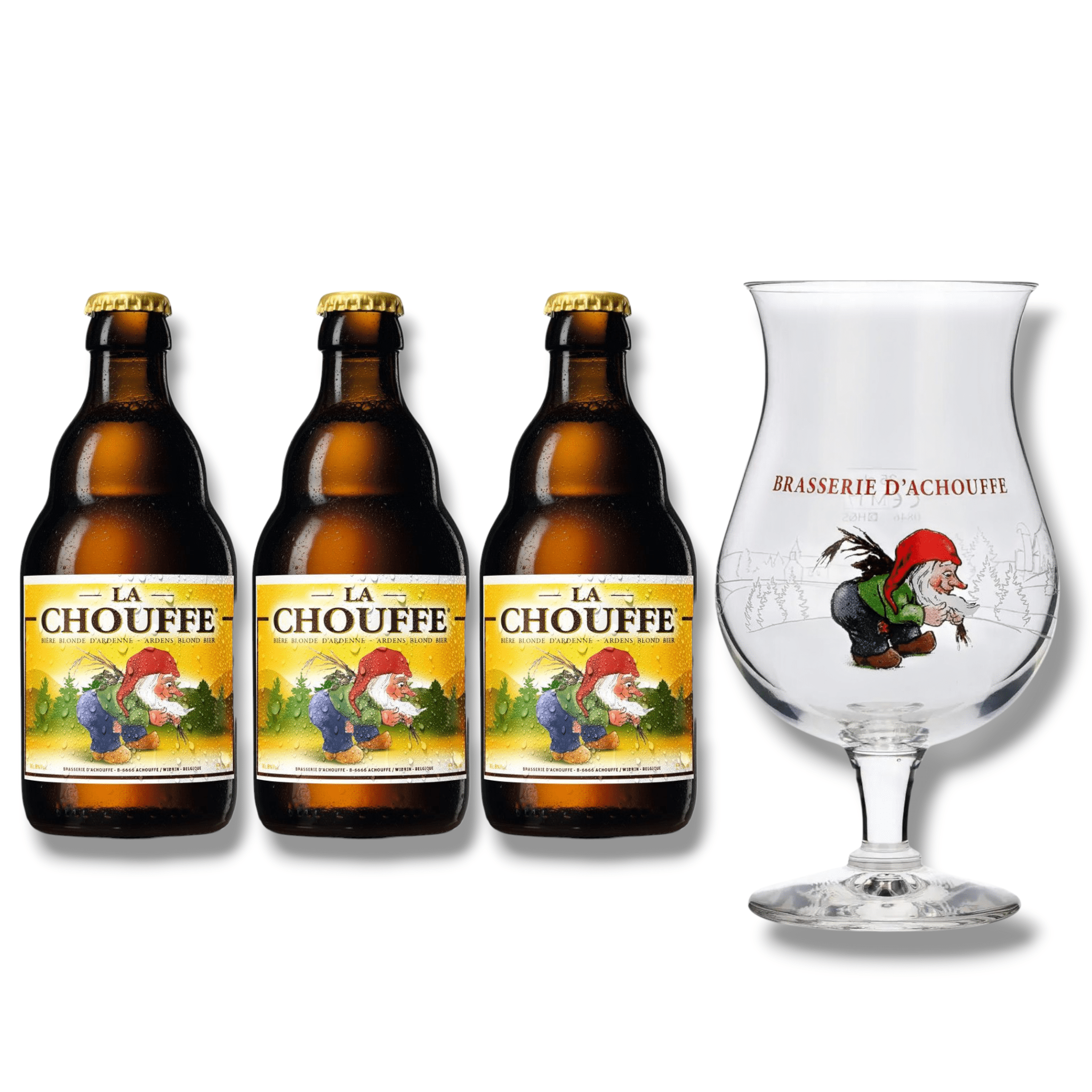 2 Chouffe Biergläser – Original Belgisches Bierglas Für Achouffe Biere (330 Ml, Tulpenförmig)