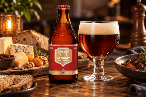Chimay Rouge belgisches Trappistenbier in rustikaler Genussatmosphäre