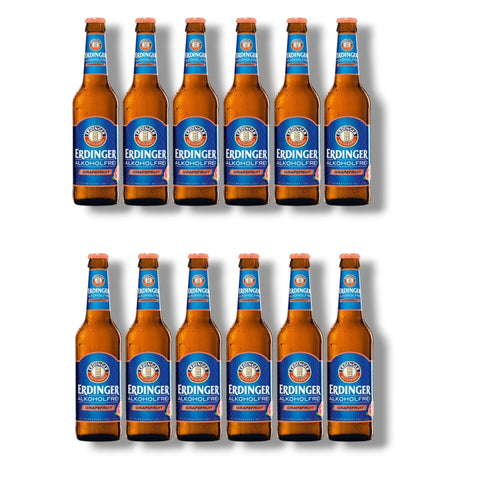 12Flaschen Erdinger Alkoholfrei Grapefruit à 0,33 l – isotonisches Biermischgetränk mit Pink Grapefruit