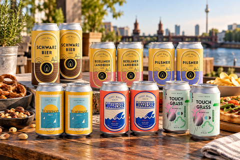 FUERST WIACEK Berlin Bier Mix mit verschiedenen Dosen und herzhaften Snacks
