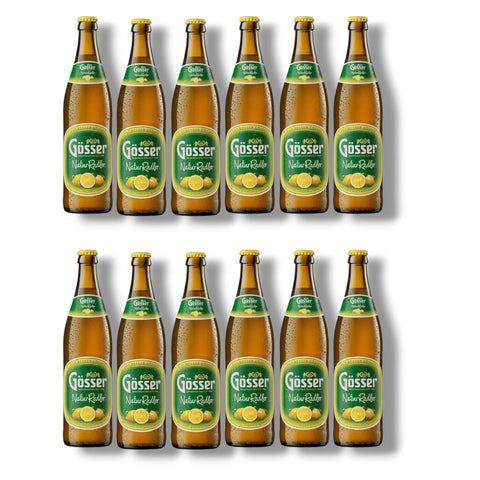 12 Flaschen Gösser NaturRadler Zitrone à 0,5 l – natürlich trüber Radlerklassiker aus Österreich