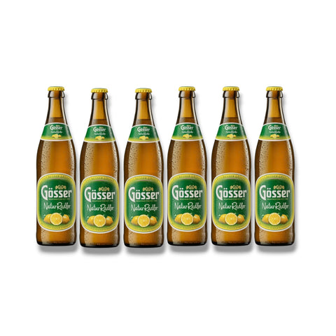6 Flaschen Gösser NaturRadler Zitrone à 0,5 l – natürlich trüber Radlerklassiker aus Österreich