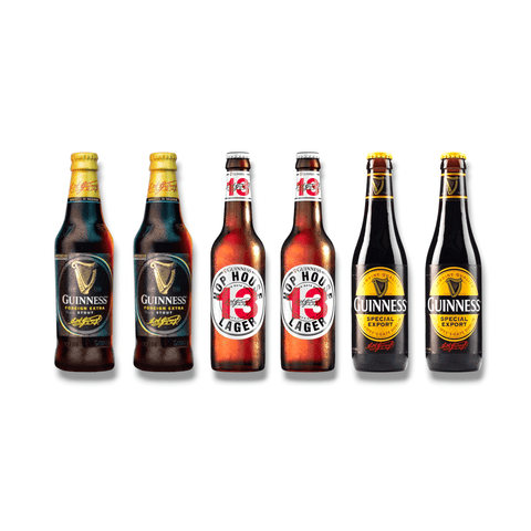 Guinness Mixpaket 6er Pack mit je zwei Flaschen Foreign Extra Stout, Special Stout und Hop House 13 Lager