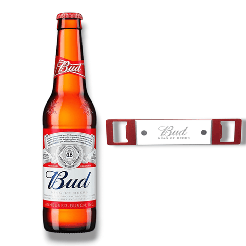 Bud Bier Set mit Original Bud Barblade Flaschenöffner