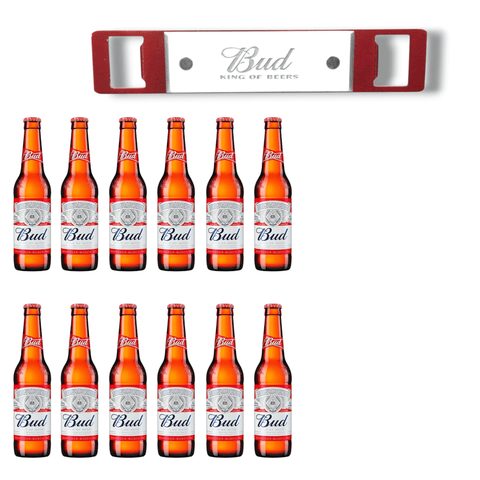 Bud Bier Set mit Original Bud Barblade Flaschenöffner