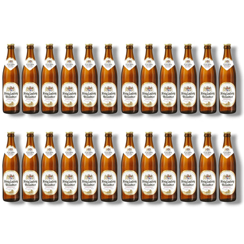 24 Flaschen König Ludwig Kristall à 0,5 l – klares bayerisches Kristallweizen