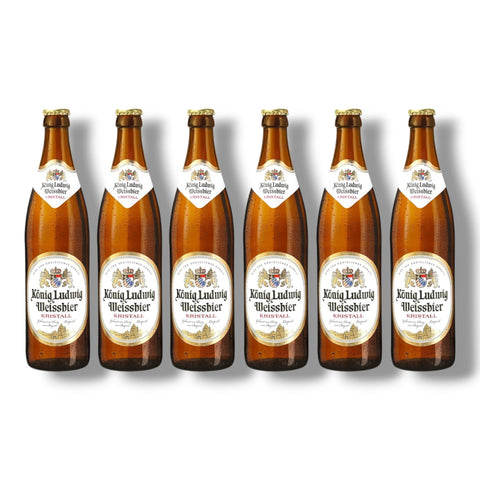 6 Flaschen König Ludwig Kristall à 0,5 l – klares bayerisches Kristallweizen