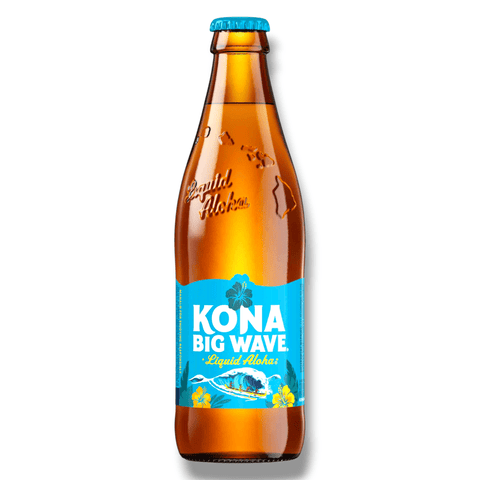 Kona Big Wave Golden Ale 0,35 l – tropisches Bier mit 4,4 % Vol. in der originalen Glasflasche mit Surfdesign