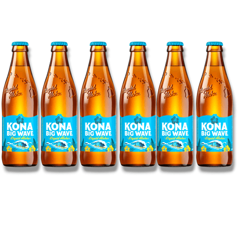 Kona Big Wave Golden Ale 6er-Paket mit 6 Glasflaschen à 0,35 l – fruchtiges Golden Ale mit Hawaii-Flair