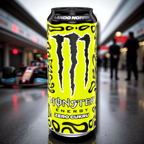 Monster Energy Lando Norris Einzeldose 500ml vor Hintergrund, Limited Edition Energy Drink