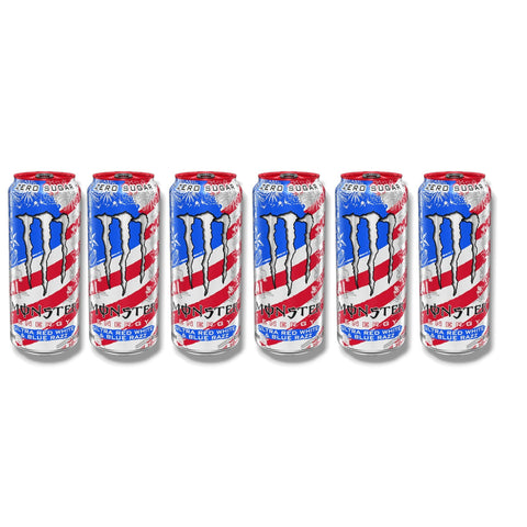 6 Dosen Monster Ultra Red White & Blue Razz 473 ml