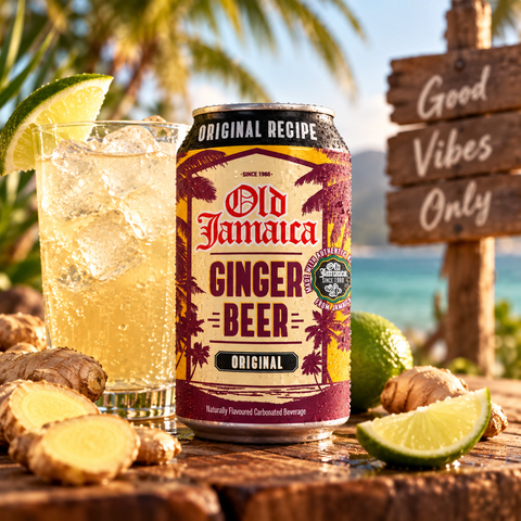 Old Jamaica Ginger Beer Original gekühlt mit Eis und Ingwer