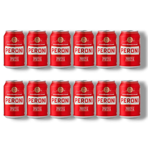 12 Dosen Peroni 0,33 l mit 4,7 Prozent Vol.