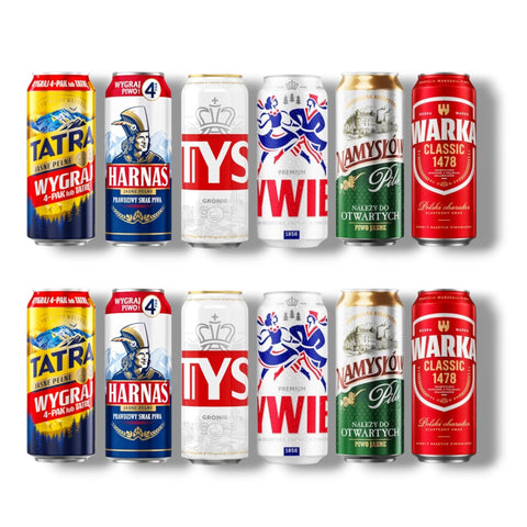 12 Dosen polnisches Bier mit sechs Sorten je vier Dosen