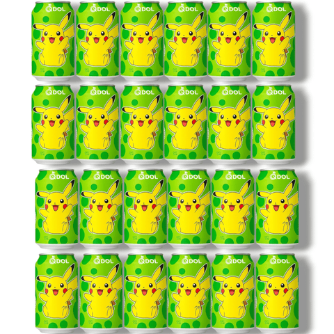 24 Dosen QDol Pokémon Pikachu Lime Sparkling Water – Großpackung