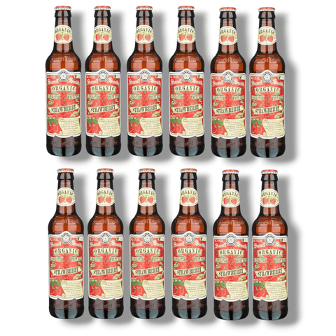 Zwölf Flaschen Samuel Smith Organic Strawberry Ale – Bio Erdbeer Fruchtbier 355 ml, 5,1 % Vol., Mehrfachpack 