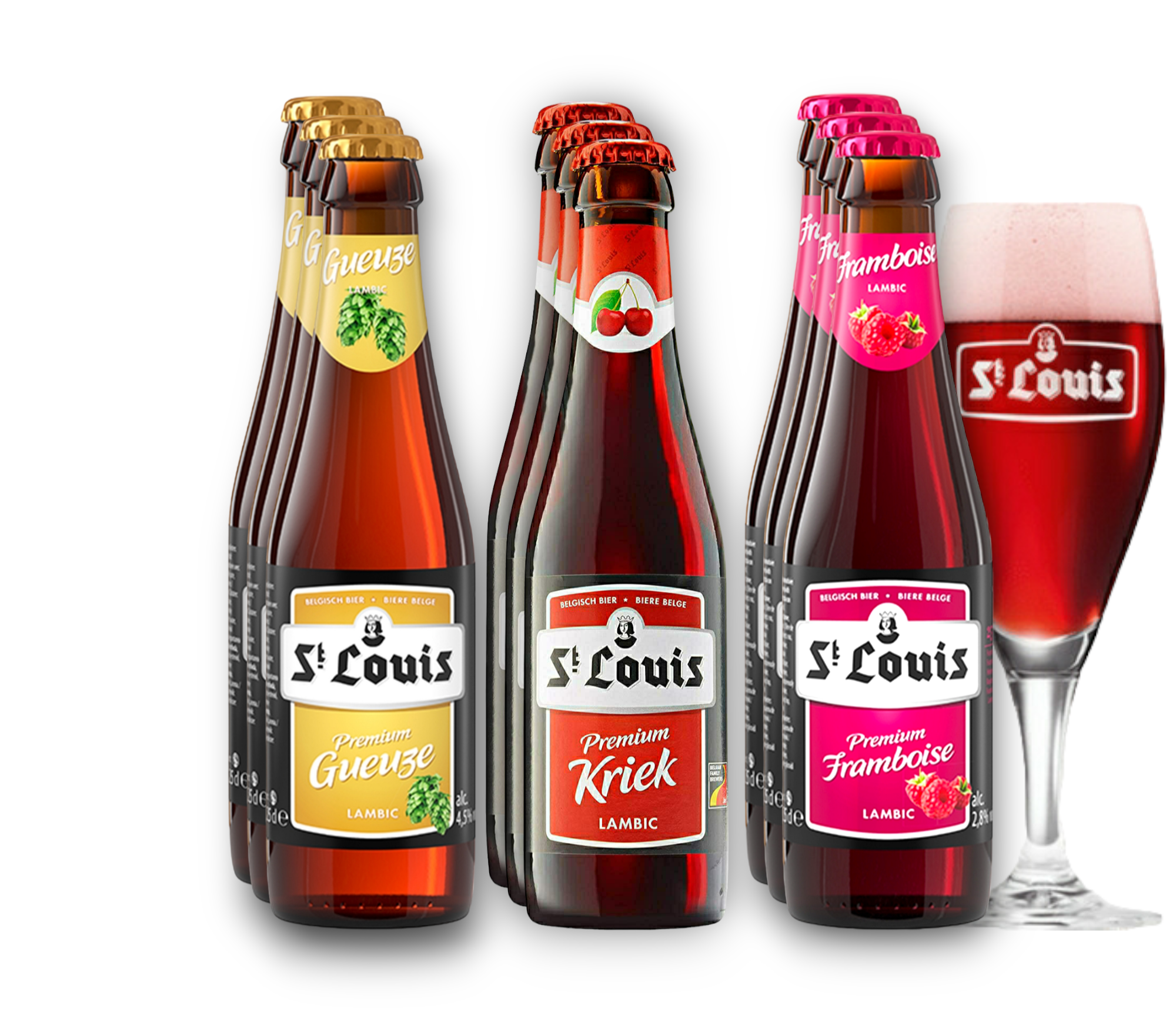 St. Louis Premium Bier Mix -Kriek, Framboise & Gueuze - Fruchtbier aus Belgien- Lambic