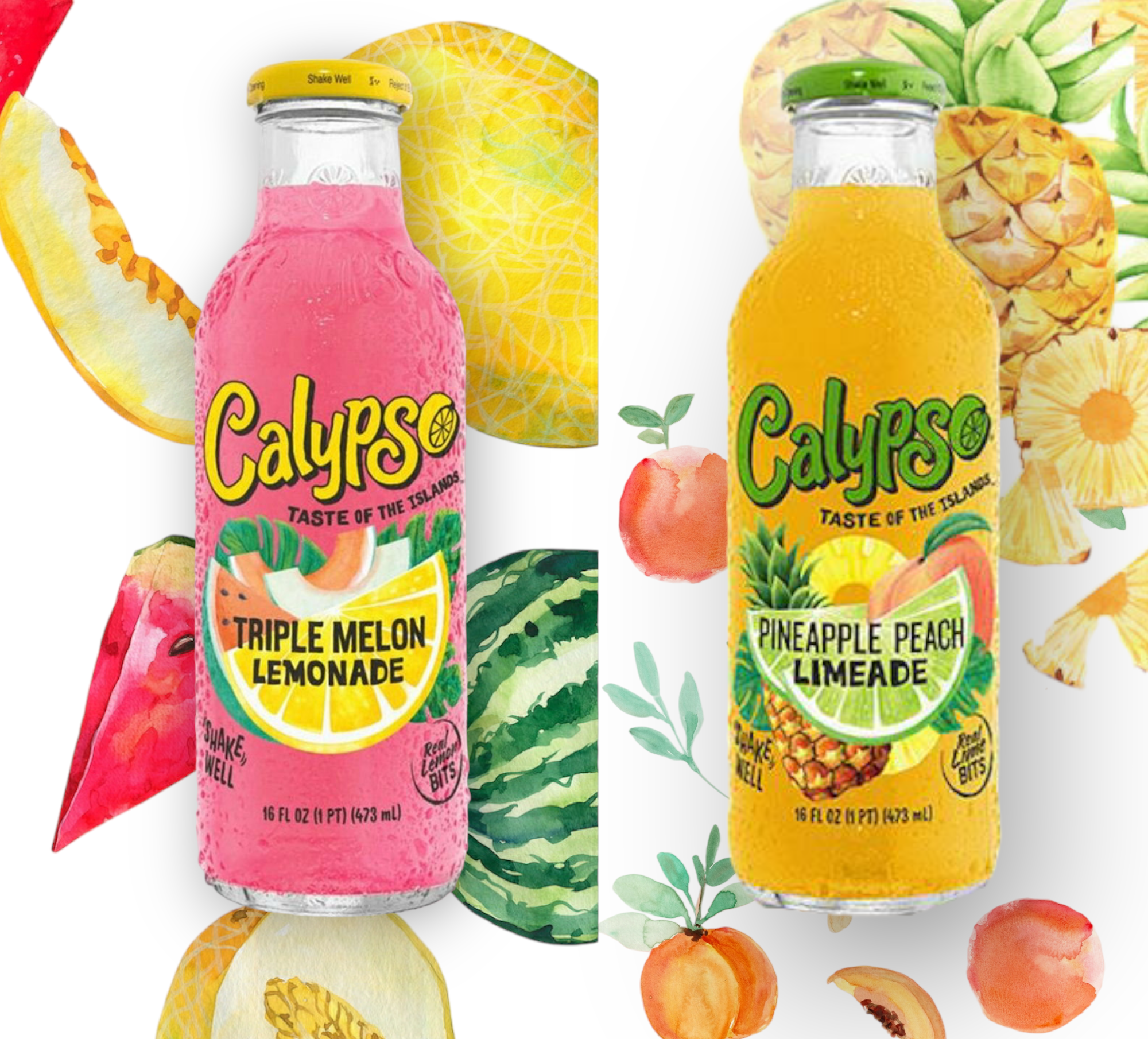 Calypso Lemonade Mix -Triple Melon & Pineapple Peach 0,473l- Amerikanische Limonade