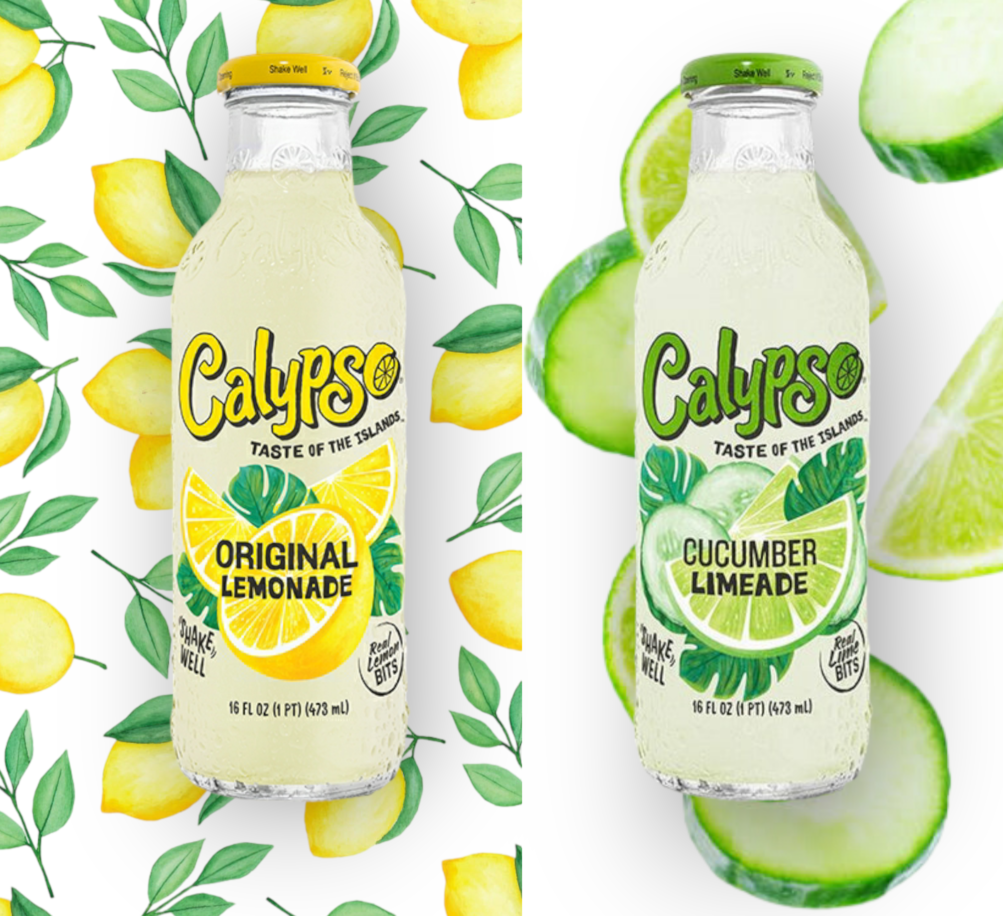 Calypso Lemonade Mix - Original Lemonade & Cucumber Limeade 0,473l- Amerikanische Limonade