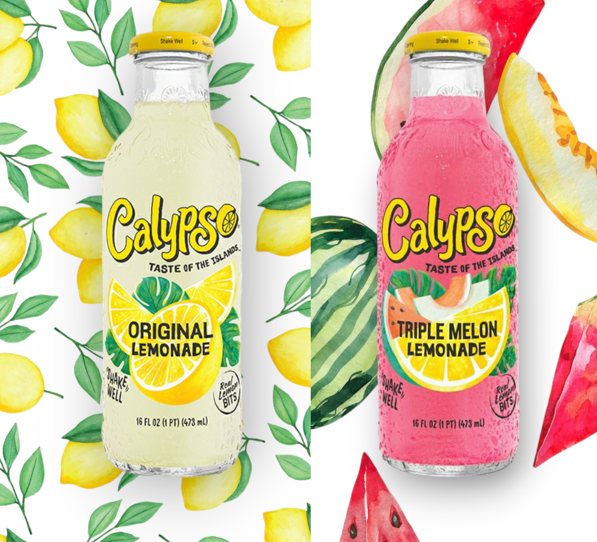 Calypso Lemonade Mix - Original Lemonade & Triple Melon 0,473l- Amerikanische Limonade