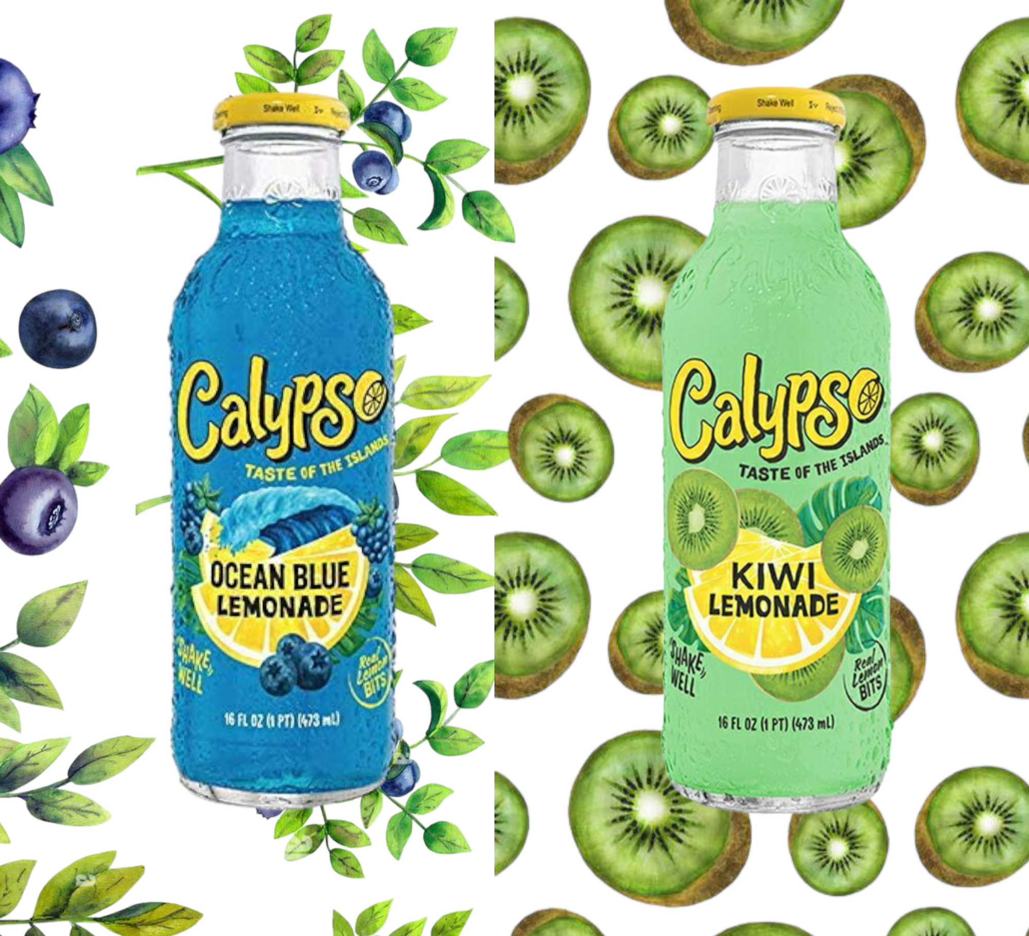 Calypso Lemonade Mix - Ocean Blue & Kiwi Lemonade 0,473l- Amerikanische Limonade