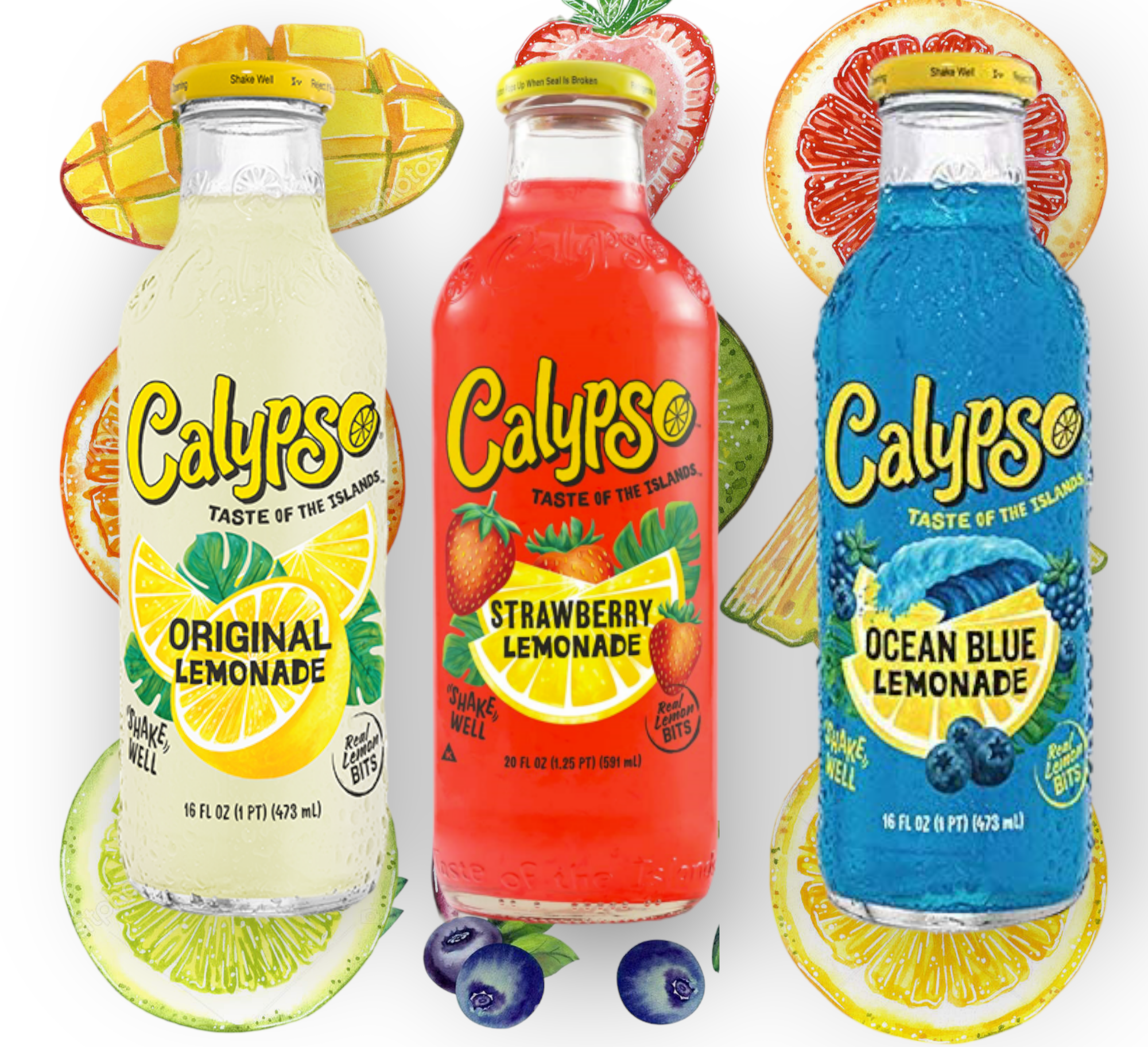 Calypso Lemonade Mix - Original Lemonade - Strawberry-  Ocean Blue 0,473l- Amerikanische Limonade