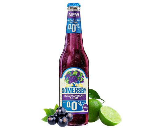 Somersby Blackcurrant & Lime 0,0% Vol. - Alkoholfreies Biermischgetränk mit schwarzer Johannisbeere 0,4l