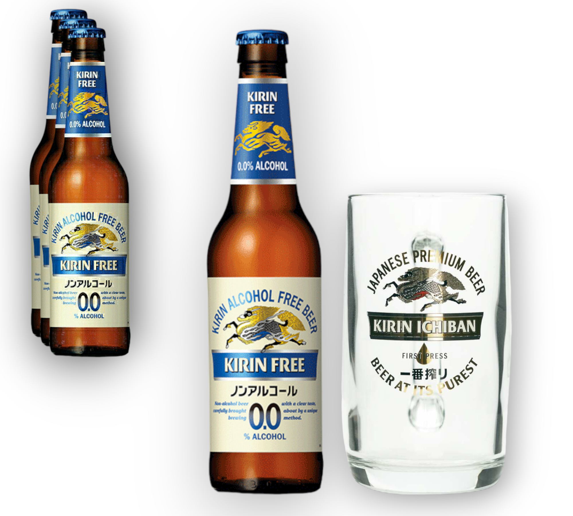 Kirin Ichiban free 0,0% Vol. 0,3l + Original Glas 0,3l - Alkoholfrei - Japanisches Premium Bier