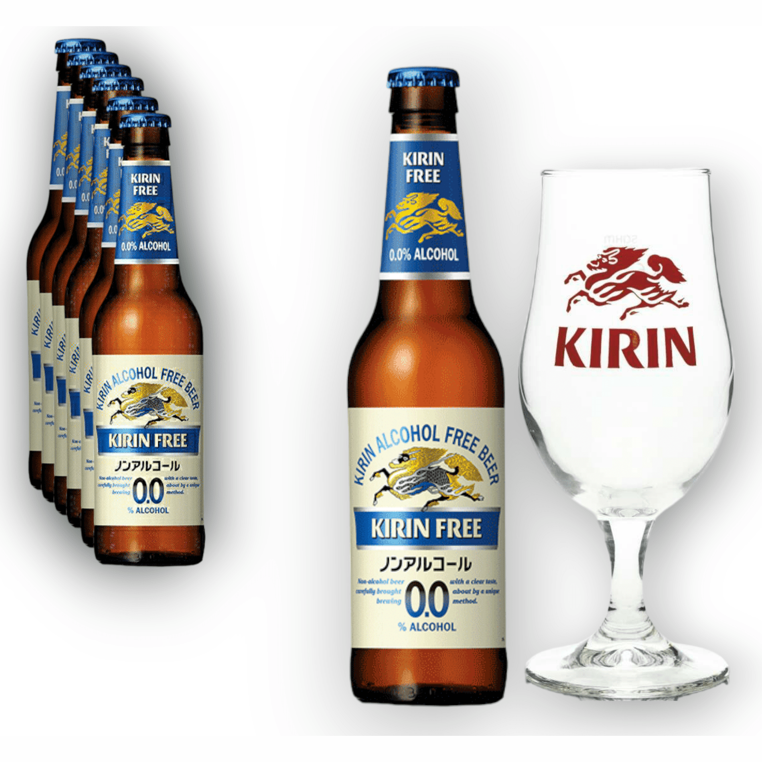 Kirin Ichiban free 0,0% Vol. 0,3l + Original Glas 0,2l - Alkoholfrei - Japanisches Premium Bier