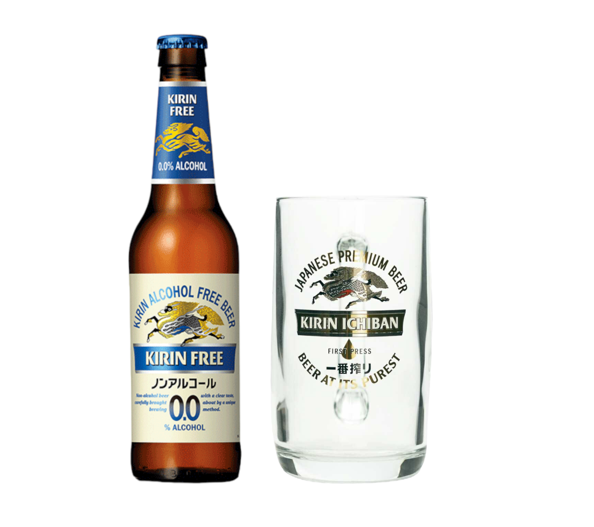Kirin Ichiban free 0,0% Vol. 0,3l + Original Glas 0,3l - Alkoholfrei - Japanisches Premium Bier