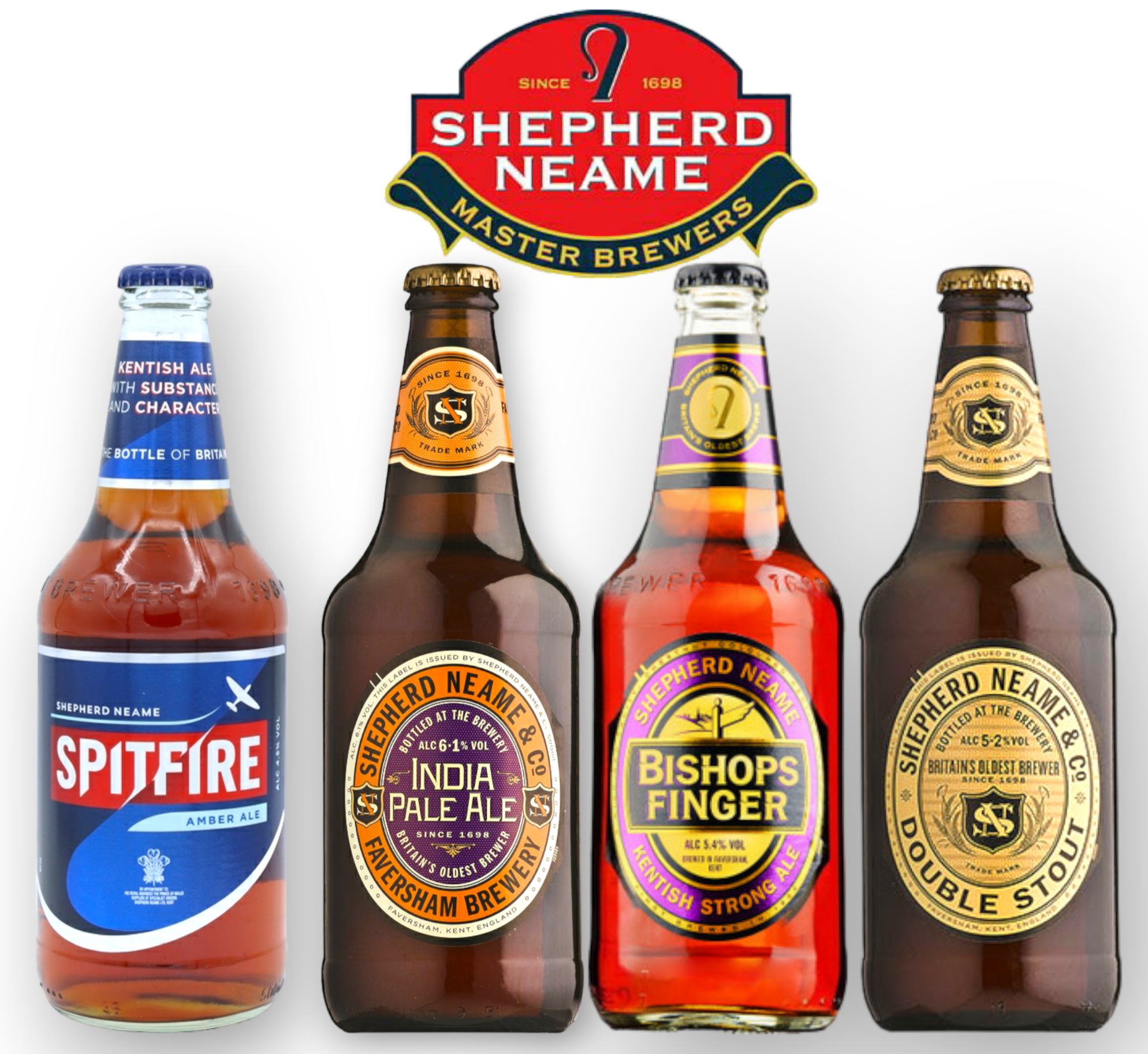 Sheperd Neame Brewery Mix- Spitfire Amber Ale - IPA - Bishops Finger- Double Stout 0,5l