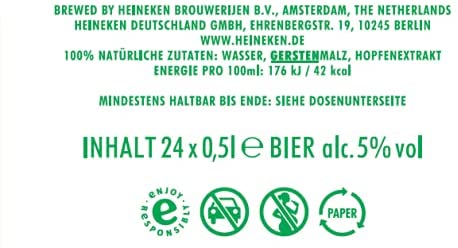 Heineken Lager Bier - Dose EINWEG (24 x 0.5 l)