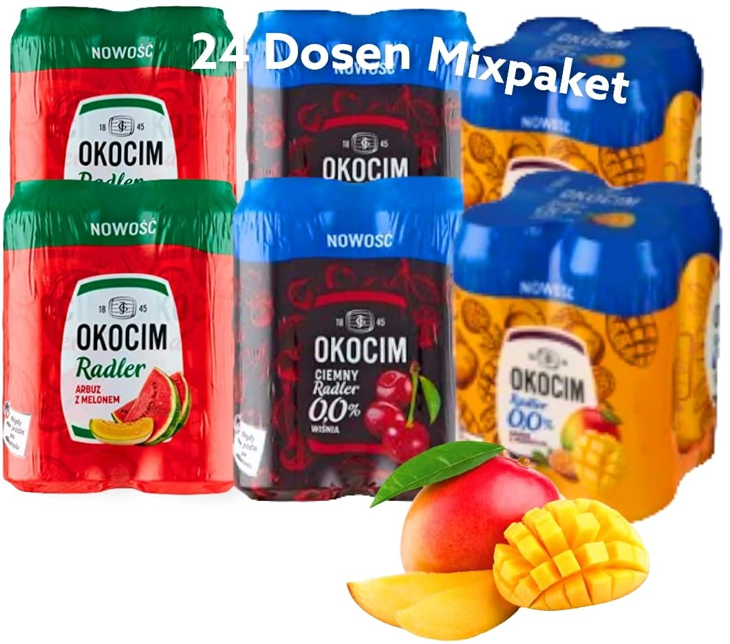 Okocim Radler Mixpaket 0,0% Vol. - Alkoholfrei -  Wassermelone, Kirsche & Mango Maracuja