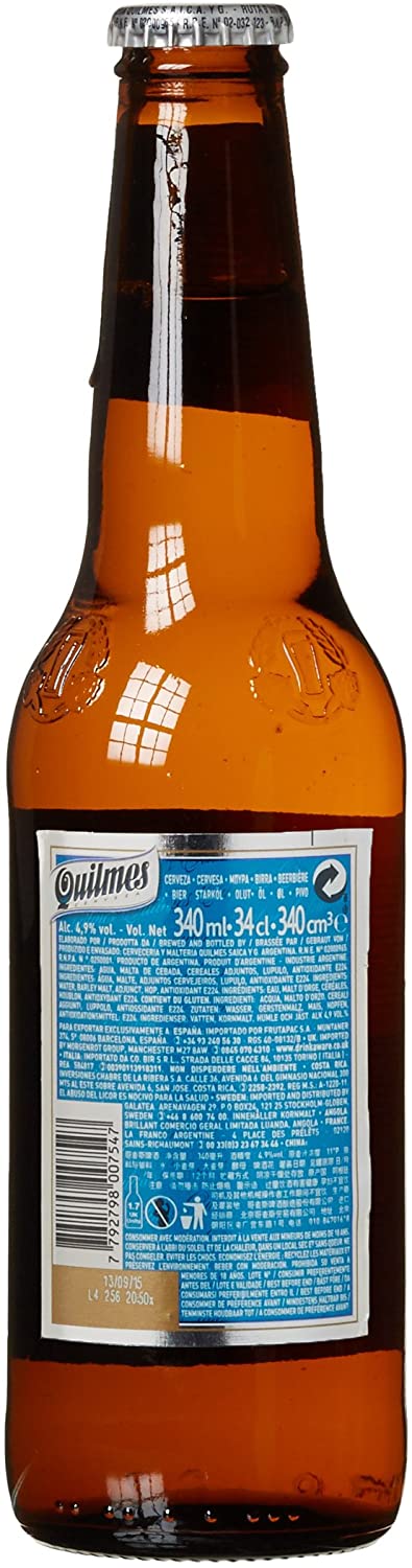 Quilmes Cerveza Argentina 0.34l -das bekannteste Bier aus Argentinien mit 4,9% Vol.