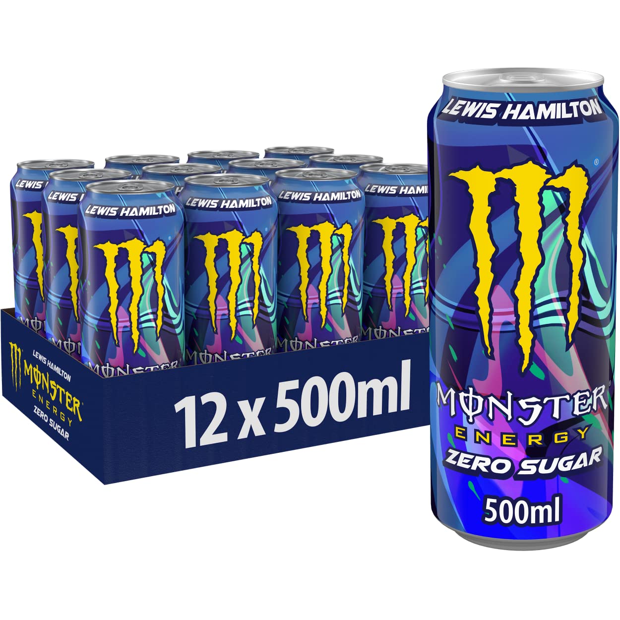 Neu! Monster Energy Lewis Hamilton Zero - koffeinhaltiger Energy Drink mit erfrischendem Pfirsich-Nektarinen Geschmack - ohne Zucker und ohne Kalorien