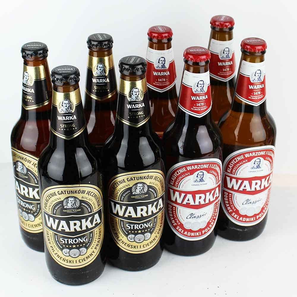 Warka - 8 x 0,5l - 4 x Warka Strong 0,5l & 4 x Warka Classic -Probierset aus Polen