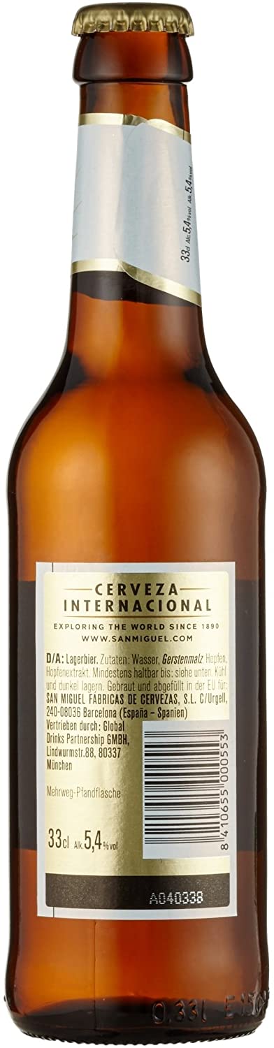 San Miguel Especial 0,33l- Das beliebte Lager aus Spanien mit 5,4%Vol.