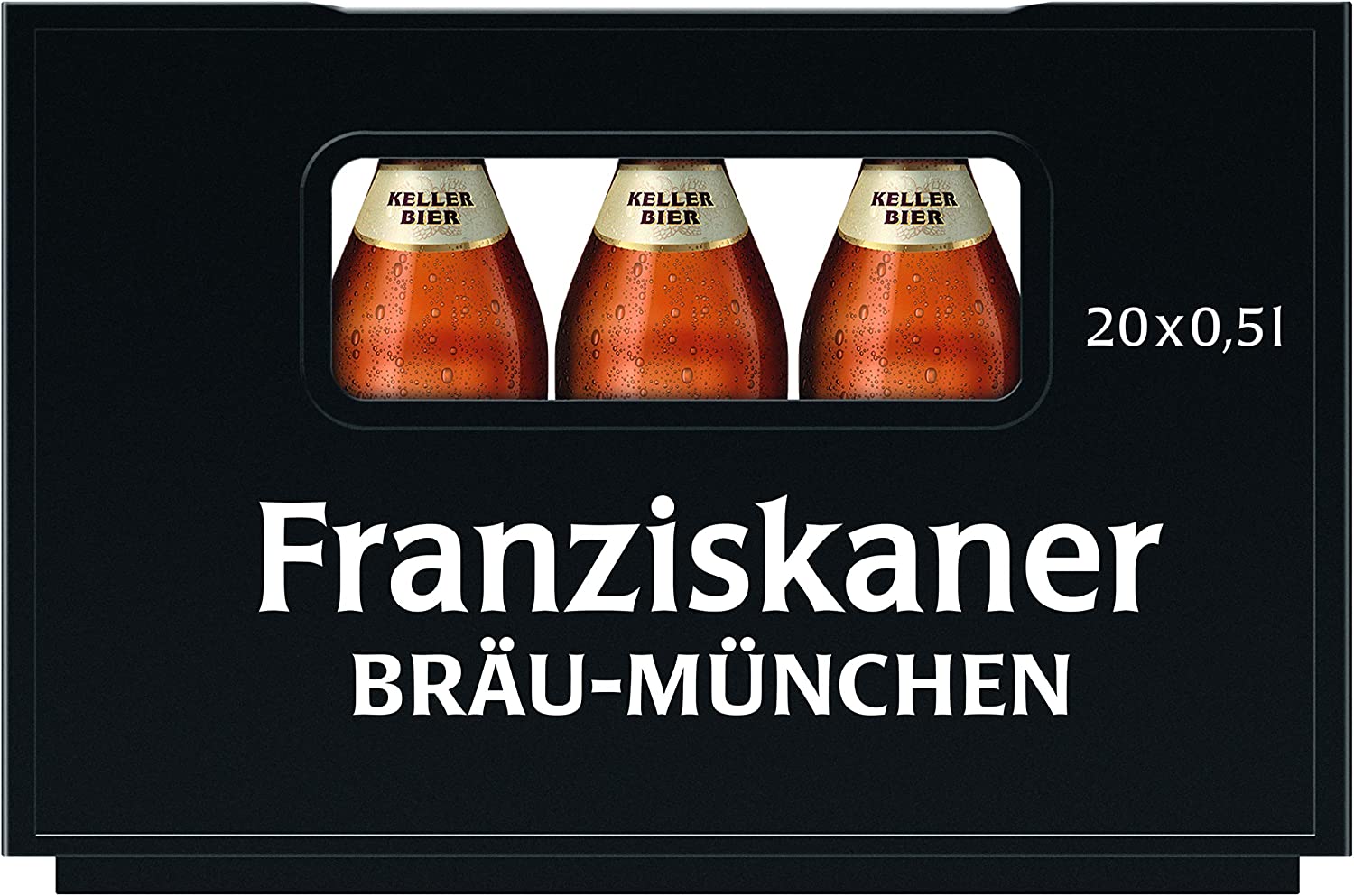 Franziskaner Kellerbier Flaschenbier, MEHRWEG (20 x 0.5 l) im Kasten, Kellerbier aus München