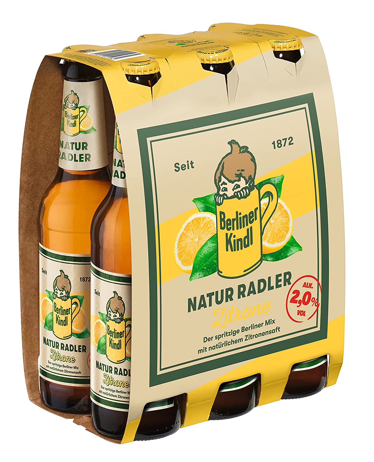 Berliner Kindl Natur Radler Zitrone 0,5l- Radler mit 60% Zitronenlimonade und 2% Vol.