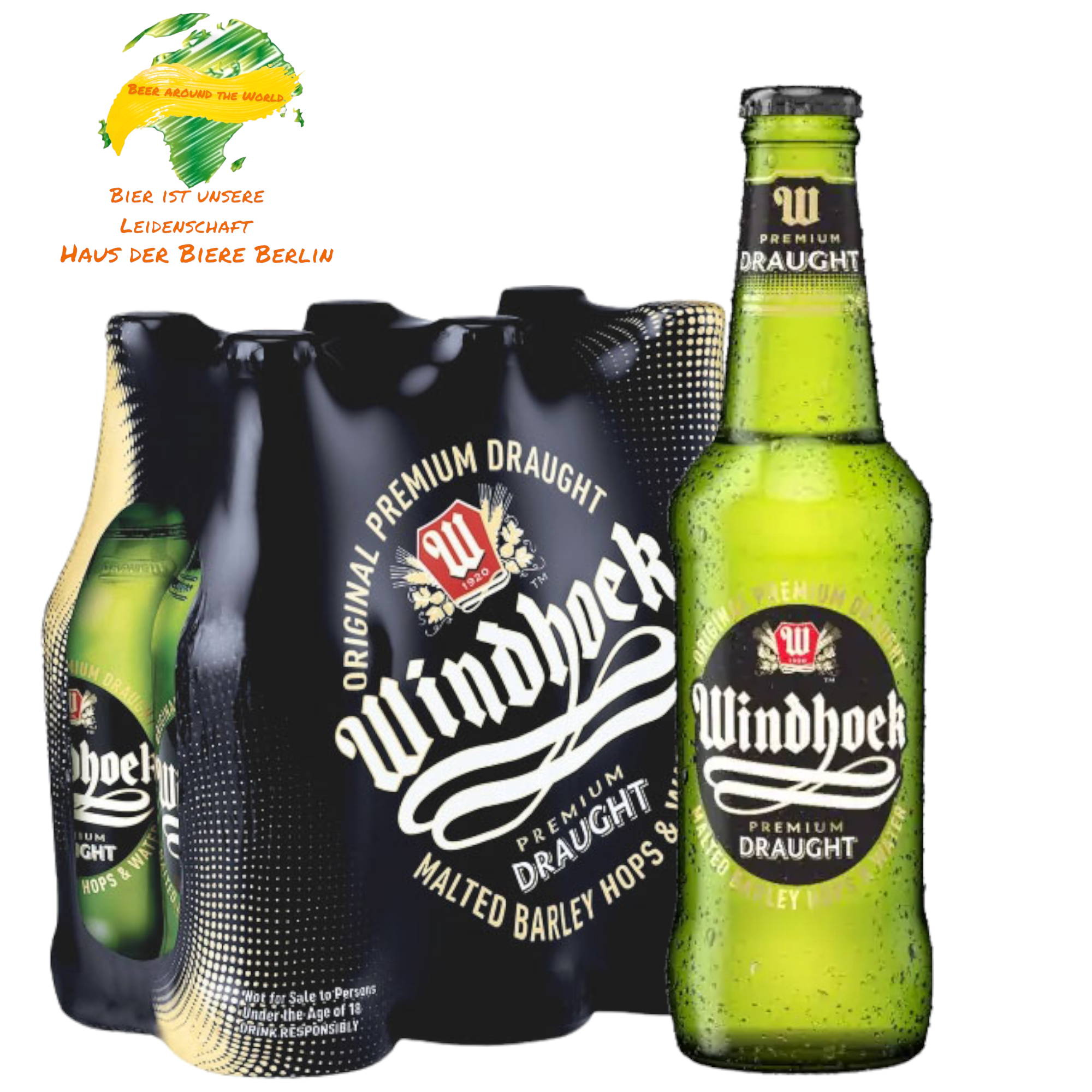 Windhoek Draught 0,33l - Das Original aus Namibia mit 4 % Alc.