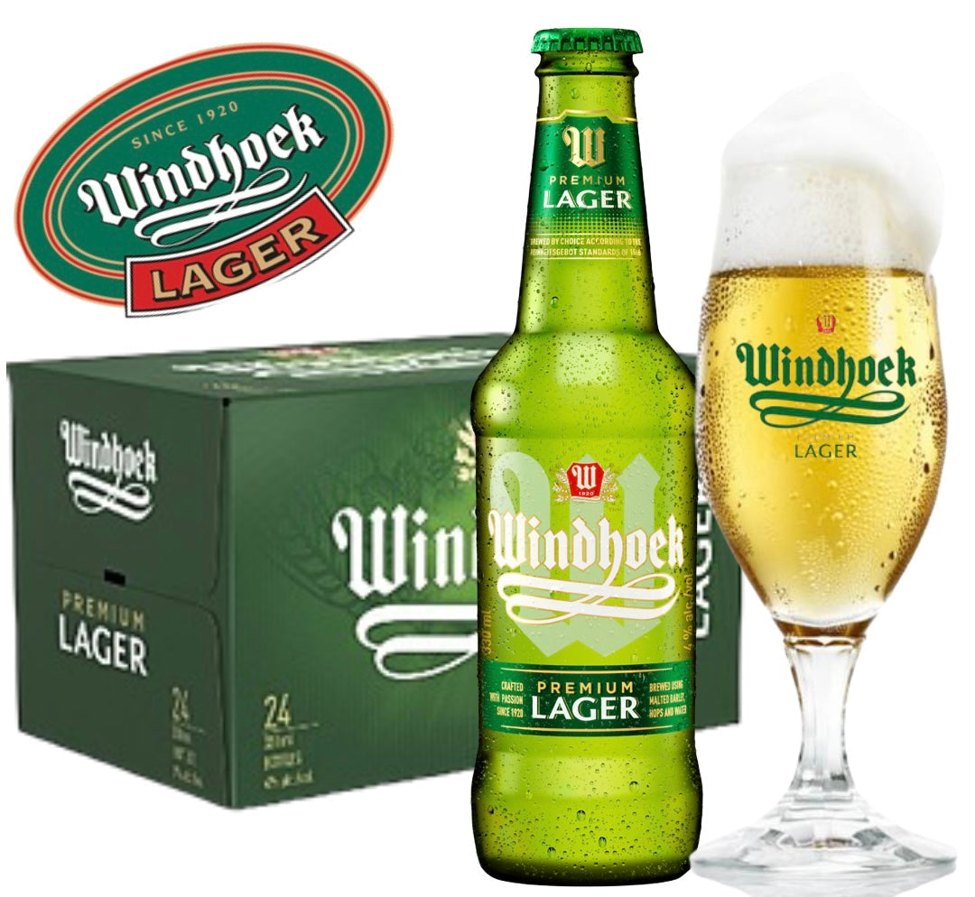 Windhoek Lager Bier 0,33l- Das afrikanisches Sommerbier aus Namibia mit 4% Vol.