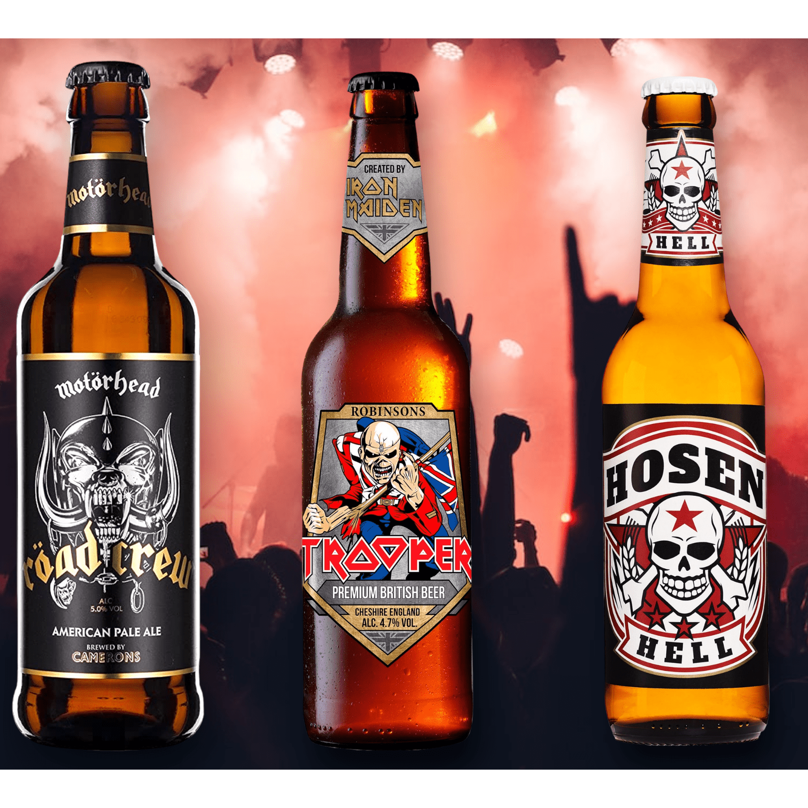 Musik Mix - Motörhead Road Crew Pale Ale - Trooper Premium British Beer- Hosen Hell Lager Bier je 0,33l
