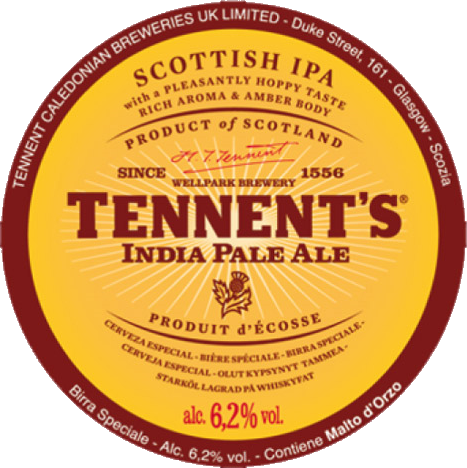 Tennent`s India Pale Ale Bier je 0,33l - IPA aus Schottland mit 6,2% Vol.